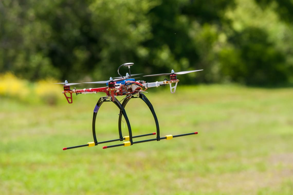 Quadcopter drone in flight